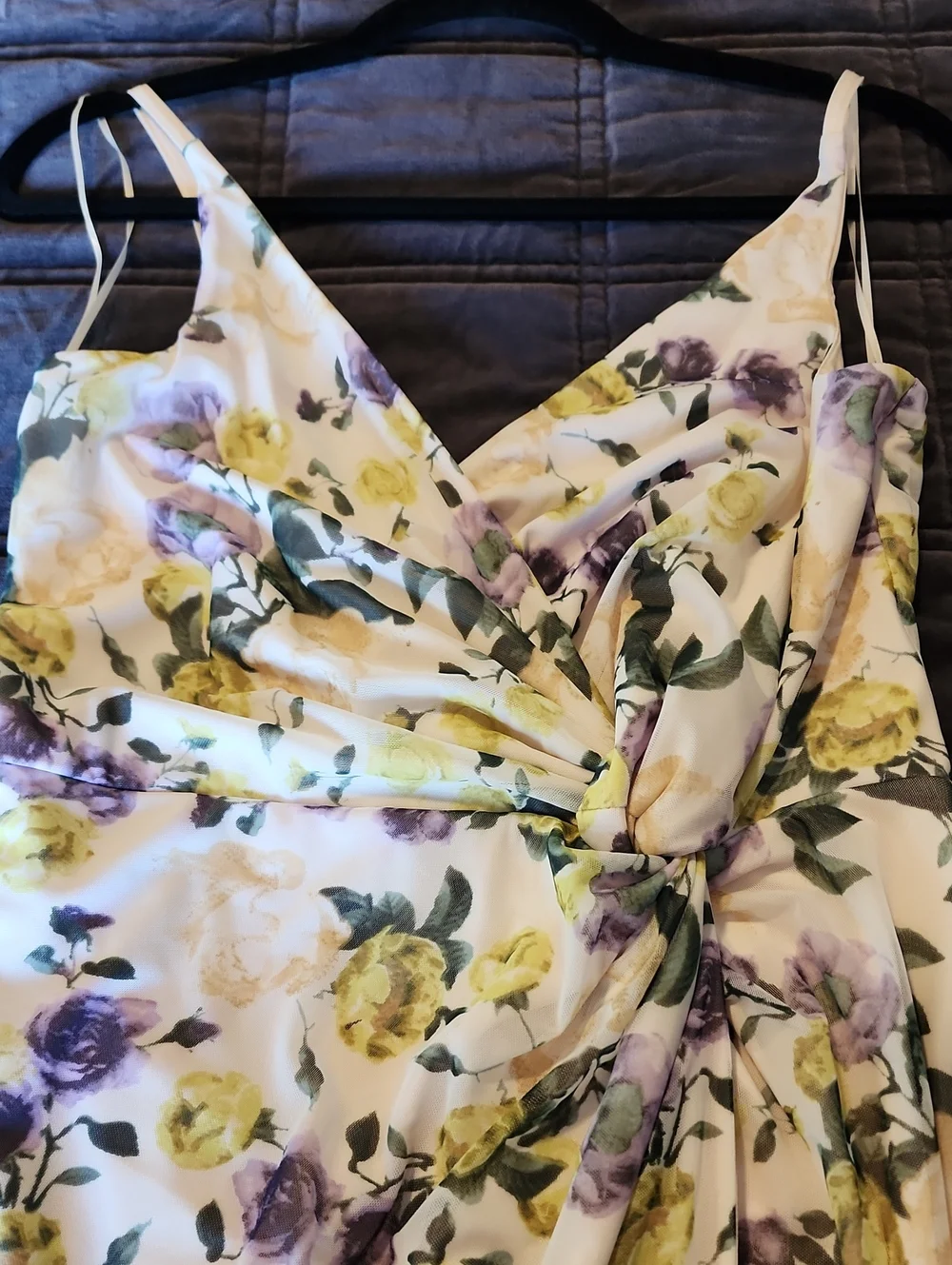 Abercrombie & Fitch Cream Floral Wrap Maxi Dress with Purple & Yellow Blooms NWT